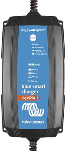 Victron Energy Blue Smart Batterie Ladegerät 24-Volt 8 Ampere 230V - Autobatterie Ladegerät - Batterieerhaltungsgerät und Desulfator - IP65 Geschützt - Bluetooth - CEE 7/17