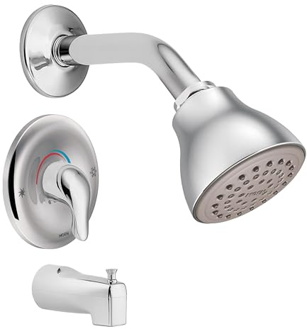 Moen Chateau Chrome Posi-Temp Bathtub Trim Kit with Shower Head, Lever Handle, and Tub Spout, Valve Required, TL183EP