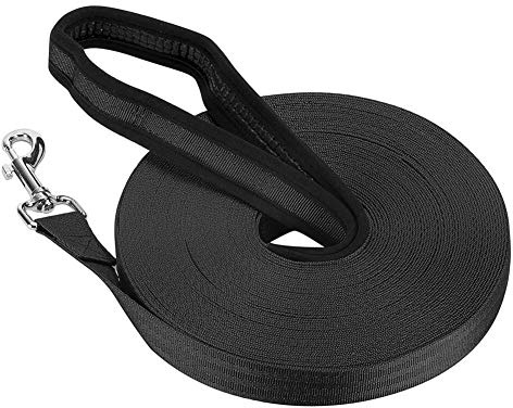 Vivifying Training Lead for Dogs, 20m/65FT (Black) | Long Nylon Long Line Dog Lead for Pet Tracking Training Obedience Lead Leash