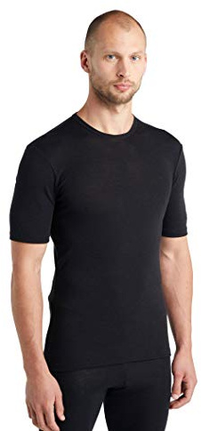 Icebreaker 100% Merinowolle Herren Base Layer - Everyday Kurzärmeliges Crewe - 175 Ultralight Fabric | Merino Shirt Merino T-Shirt | Unterwäsche - Schwarz, M