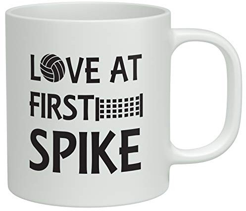 Shopagift Volleyball Love at First Spike White 10oz Novelty Gift Mug Cup