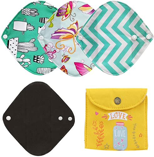 ZCOINS 4 pezzi riutilizzabili salvaslip assorbenti in tessuto flusso leggero, taglia S, lunghezza 20,3 cm