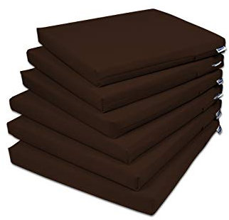 Rollmayer 6er Set Stuhlkissen Stuhlauflage Sitzkissen Sitzpolster Auflage für Stühle in Haus und Garten Kollektion Vivid (Braun 28, 40x40x4cm)