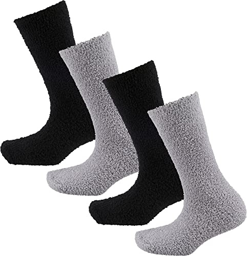Camano 1103482000 - Damen sustainable cosy Kuschel Socken 4 Paar, black, Größe 39/42, chaussettes douillettes Femme, Black,