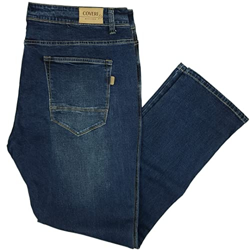 Coveri Jeans Uomo 5 Tasche Elasticizzati Taglie Forti Sportivi 60 62 64 66 (64 - Denim)