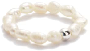 FADELU 925 Sterling Silber rhodiniert Süßwasser Barock Perlen elastische Schnur Perlenring