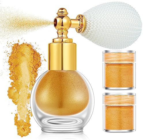 WishesMar Or Spray à Paillettes Poudre pour le Corps Cheveux Peau et Visage avec 2 Remplacement - Scintillant Holographique Shimmer Spray Poudre pour le Festival Mascarade Fête Halloween