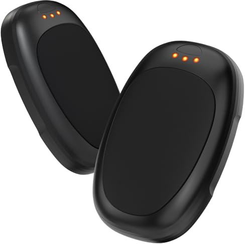 Jonwall Handwärmer Wiederaufladbar 2er-Pack, Elektrische Handwärmer Wiederverwendbar Tragbar USB Taschenwärmer, 3 Stufen Heizung Handwärmers für Camping Golf, Warmes Geschenk für Frauen Männer Schwarz