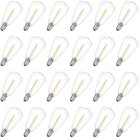 VISTERLITE E12 Base ST38 LED-ersättningslampor för ljusslingor utomhus | Inte sol, Vinatge 1 W LED okrossbar glödlampa, varm vit 2200 K
