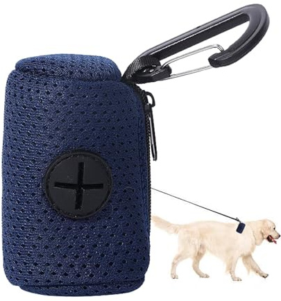 Dispenser per sacchetti per la cacca - Supporto per borsa per cani con attacco per guinzaglio in tessuto rete con cerniera,Porta sacchetti per cacca alla moda, porta cacca per cani da appendere per