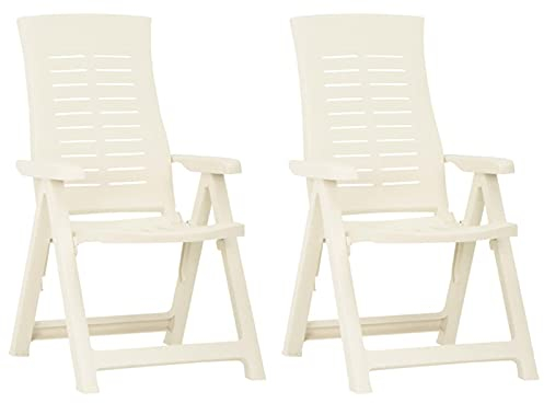 JUDYY Verstellbare Gartenstühle 2 STK. Gartenmöbel, Balkonstühle, Hochlehner, Balkonmöbel, Bistrostuhl, Garten Stühle, Sit Möbel, Armlehnenstuhl, Kunststoff Weiß