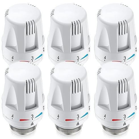 Sporgo 6 Stück Thermostat Heizung: Heizungsthermostat M30x1,5 Thermostatkopf Ersatzkopf, Heizkörperthermostat Thermostat Heizung Smart, Frostschutz Heizkörperventil für Zuhause Büro (6pcs)