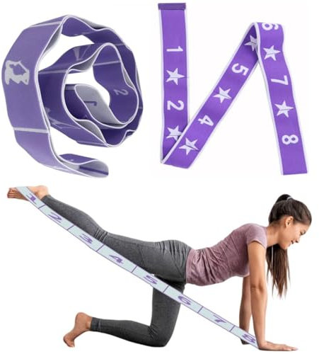 SANTUO 2 Stück Yogaband Gymnastikband,Yoga Gurt,Gymnastikband Elastisch,Yoga Stretching Band,Sport Gummiband Fitness Yoga Stretching Strap met 9 lussen Yoga-Dehnungsgurt mit Schlaufen DehnungsbanG