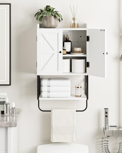 Apetaccat® Bathroom Cabinet Wall Mounted, Wooden Medicine Cupboard with Adjustable Shelves, Space-Saving Wall Storage Unit for Bathroom, Kitchen and Living Room (68.5 x 39 x 18 cm,Countrye White)