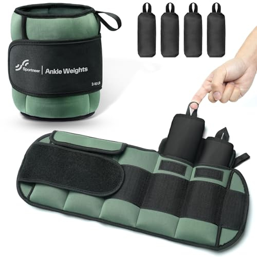 Sportneer justerbara viktmanschetter 0,9–4,5 kg (per fotled)/1,8 kg – 9 kg (per par) viktmanschetter fot med justerbara remmar, vikter för ben och armar