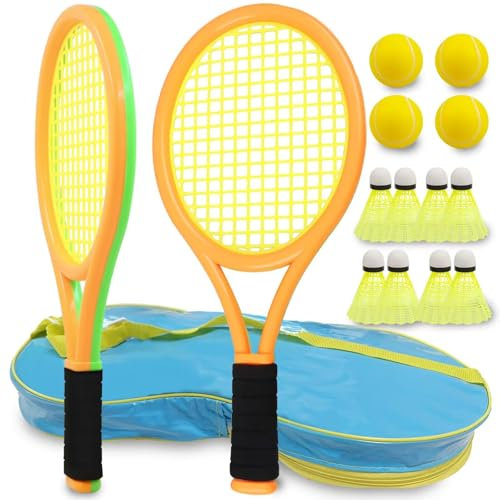 Kinder Tennisschläger Mit 8 Badminton Und 4 Softball Geeignet Für Baby,Orange&Grün