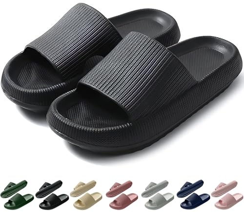 Coswind Zapatillas Mujer Hombre Casa Verano Casual Chanclas Cómodas Suaves Playa Baño Pantuflas Antideslizante Sandalias Interiores y Exteriores Negro 240