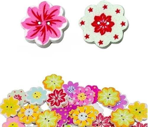UOPJDD 150 Morceaux De Boutons De Fleurs, Boutons en Bois Vintage, Accessoires De Décoration De Vêtements, Matériaux D'Artisanat De Bricolage.