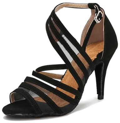 M&Catree Chaussures de Danse Femmes Latine Salsa Tango Valse Bachata Moderne Chaussures Danse de Salon a Talons Hauts - Noir 8.5CM, CN 36