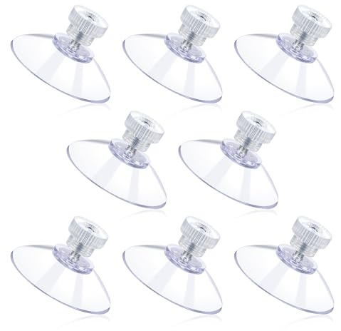 8 PCS Window Suction Cups with Metal Screw Rods and Nuts, Clear Screw Suction Cups for Glass, Window Suckers for Glass Bathroom Wall Door Car Shade