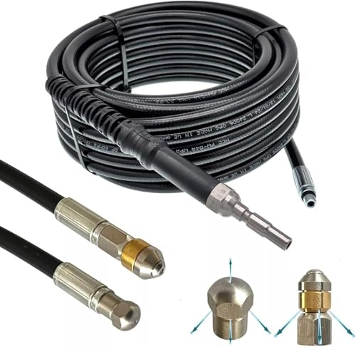 M&M Smartek avloppsrensningsslang 25 m, fast + roterande munstycke