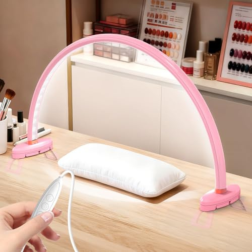 Yokilly Arc Mezza Luna: Lampada a Mezza Luna da 50 cm con Staffa Pieghevole per Tavolo da Salone - Lampada da Scrivania Senza Sfarfallio e Senza Ombra con Luminosità Regolabile da 3000-6500K per