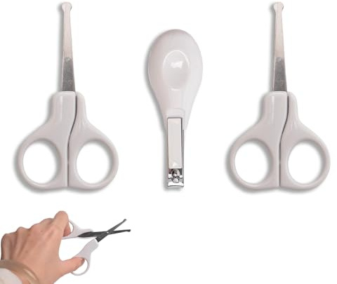 Weilin 3 Pcs Baby Nail Clippers, Baby Toddler Nail Scissors and Clipper White with Smooth Edges and Comfortable Grip