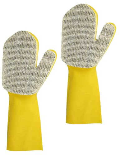 TOYANDONA Guanti per Pulizia della Piscina e Cucina in Lattice Tessuto Glitter Argento, Set da 2 Pezzi, Accessorio pervori Domestici e Lavaggio Piatti Riutilizzabili