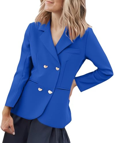 Damblazer midja elegant, kort kavaj till klänning, damblazer sportig kostymjacka dubbelknäppt kavaj traditionell kavaj långärmad kavajjacka affärsjacka festlig affärsblazer