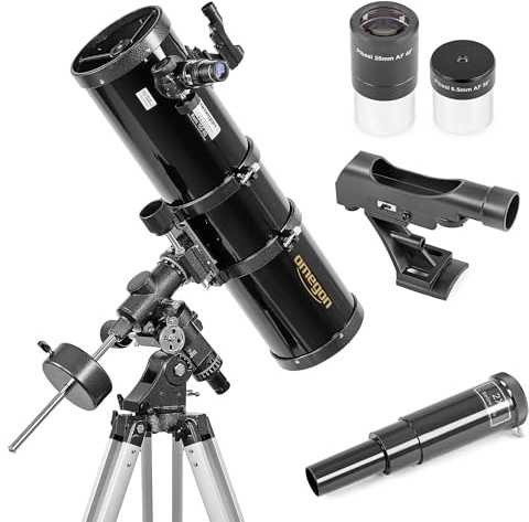 Omegon Teleskop N 150/750 EQ-4 | Newton Reflektor | leistungsstark für Deep-Sky | robuste EQ-4 Montierung | ideal für Einsteiger und Fortgeschrittene