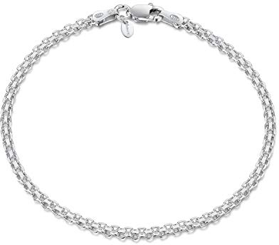 Amberta 925 Sterlingsilber Armkette - Bismarck Kette Armband - 2.2 mm Breite - Verschiedene Längen: 18 19 20 cm (18cm)