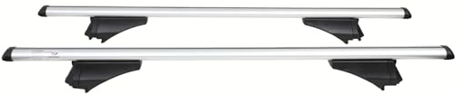 FISCHER Relingträger CrossLine L, für Fahrradträger, Dachboxen oder Skihalter, für integrierte Dachrelinge, Tragkraft 75 kg, vormontiert, inklusive Schloss, Barrenstärke 45 x 28 mm, Barrenlänge 120 cm