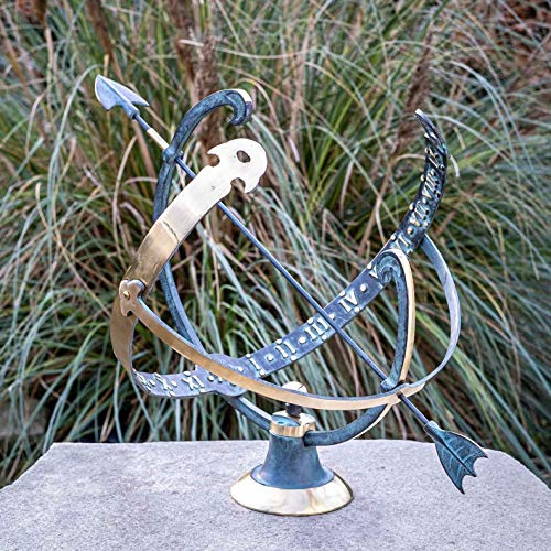 IDYL Outdoor Zeitmesser aus Bronze Sonnenuhr - hochwertig und auffällig | Nr. 0028 | Maße: 45 x 55 x 40 cm