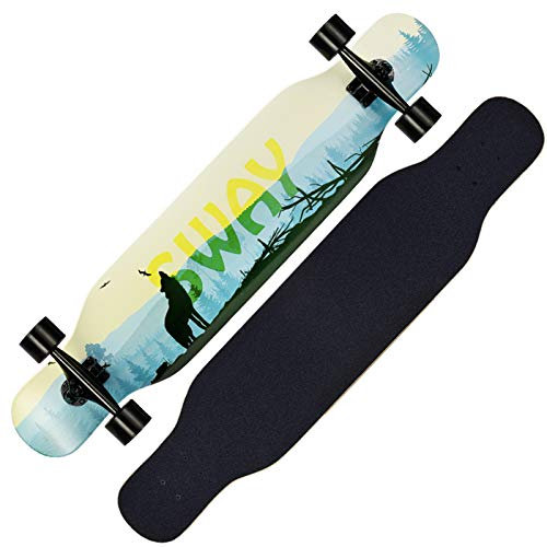 NENGGE Longboard Skateboard, 7-lagigem Ahornholz Cruiser komplettes Board, Dance Skate Board Tanzen Longboard Outdoor Freeride für Jugendliche Erwachsene Kinder Anfänger Jungen Mädchen,I