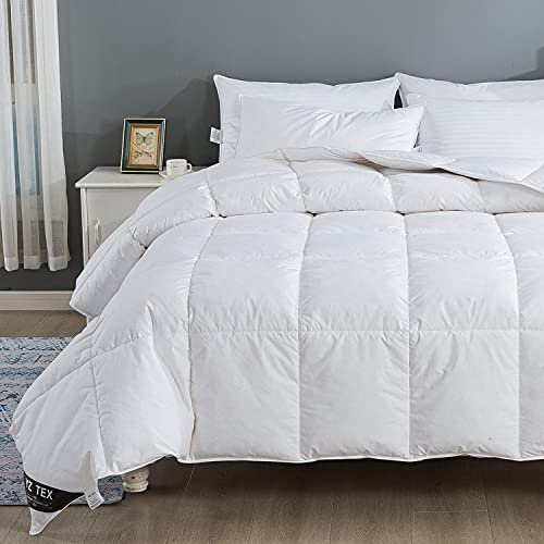 YZTEX Edredón de tamaño Super King, 13,5 tog, lujoso 50% plumas de ganso y 50% plumón, edredón cálido de calidad de hotel, edredón suave de invierno, funda de algodón 100%