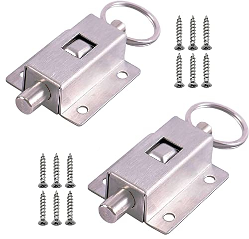 2 pcs Pernos Deslizantes, Perno de resorte deslizante de acero inoxidable, Perno de Barril de Resorte, Con tornillos, para baño, dormitorio, inodoro, etc.todo tipo de puertas interiores