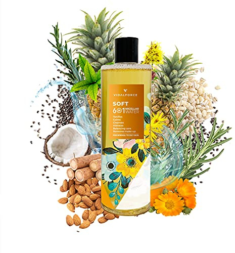 SOFT MICELLAIR. Bio-Mizellenwasser 400ml 6 in 1 I Fettige oder Mischhaut I Gesichtsreiniger mit 19 100% natürlichen und 71% BIO Wirkstoffen. Porenreiniger, Gesichtsreiniger, Make-up-Entferner