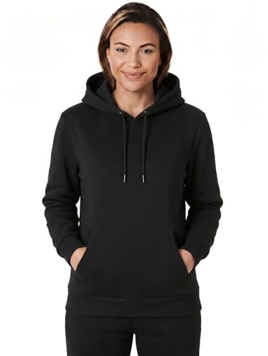 Light & Shade Sudadera Mujer con Capucha Fleece – Hoodie Pullover con Bolsillo y Cordón, Sudadera Suave para Gym Fitness Loungewear y Uso Diario (Negro, L)