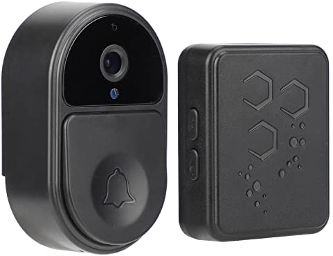 ciciglow Visionneuse de Porte Numérique, Sonnette Vidéo WiFi 90 Degrés Judas Caméra 128 Go avec Appel Vidéo et Fonction de Changement de Voix(Le Noir)