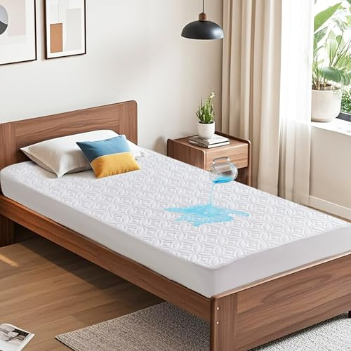 BEDLORE Matratzenschoner 90 x 200, wasserdichte Matratzenauflage mit 30 cm tiefem Taschenformat, weicher atmungsaktiver Matratzenbezug, waschbar für Zuhause, Schlafzimmer (Weiß)