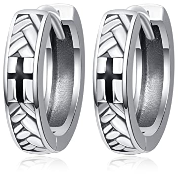 Kleine Creolen Mit Kreuz Für Männer Frauen 925er Sterlingsilber Huggie Ohrringe Hypoallergene Empfindliche Ohren
