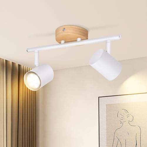 Deboola LED soffitto 2 fiamme - lampada da soffitto vintage in legno, spot