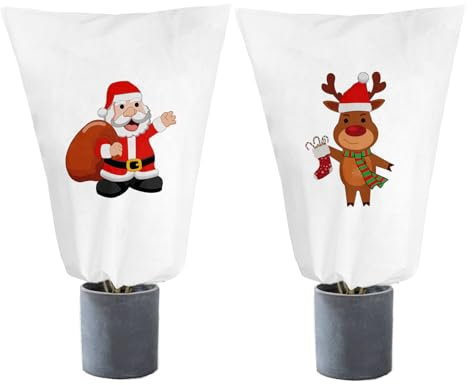 ZOCONE Lot de 2 protections hivernales pour plantes en pot - Protection contre le gel - Protection hivernale - 90 x 110 cm - Sac en toile de jute - Housse de plantes pour palmier d'olivier