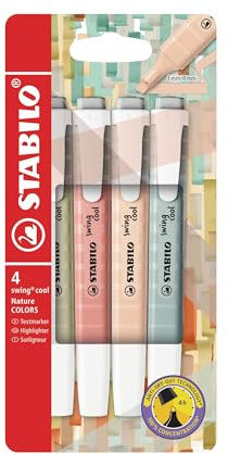STABILO - Textmarker - swing cool NatureCOLORS - 4er Pack - schlammgrün, siena, beige, grünerde