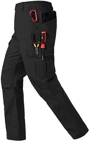 CNBQDD Work Pants for Men Ripstop Tactical Pants Water Resistant Breathable Cargo Work Pants for Men Outdoor Hiking Pants with 7 Pockets Black 34Wx32L