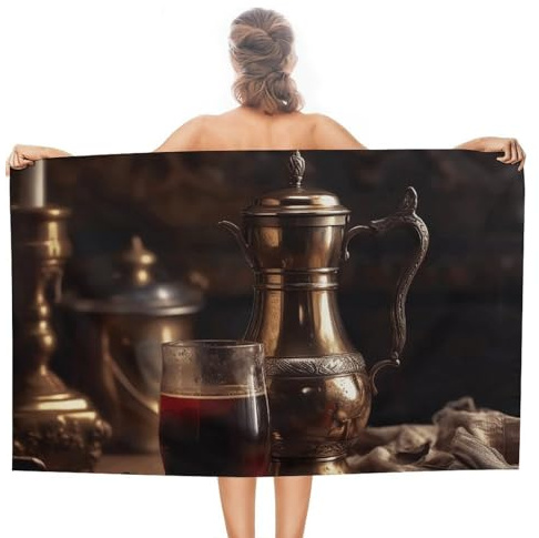 TKJMCSW - Toalla de playa de café turco de 51 x 31 pulgadas, toallas de baño de microfibra de secado rápido, de gran tamaño, sin arena, absorbentes, ligeras, personalizables, para adultos, viajes