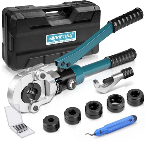 Pince à sertir professionnelle pour tuyau en cuivre avec profil en V avec coupe-tube et ébavureur, pince à sertir manuelle pour tuyau en cuivre avec V12, V15, V18, V22, V28, pour tuyaux en cuivre et