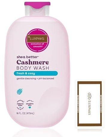 Lingette nettoyante avec gel douche E.O.S pour femme – Cachemire, frais et confortable, gel douche hydratant, 473,2 ml – par Luxpaks