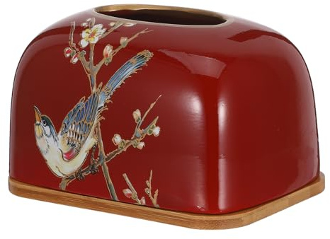 COLLBATH Graziosa scatola per fazzoletti in ceramica con motivo a gazza - Elegante porta fazzoletti in porcellana - Porta tovaglioli decorativo per l'esposizione sul bancone della scrivania