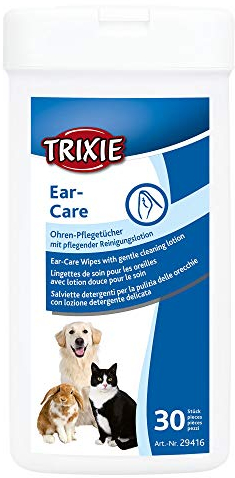 Trixie Ohrenpflege-Tücher | 30 Stück | Pflege- und Reinigungstücher für Hunde, Katzen und Kleintiere | Kann schonend Schmutz und Staub entfernen | Kann die Ohren pflegen